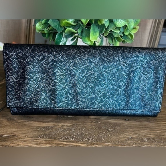 Juicy Couture Handbags - Juicy couture, clutch bag, blue shimmery, pebbled, leather brand new